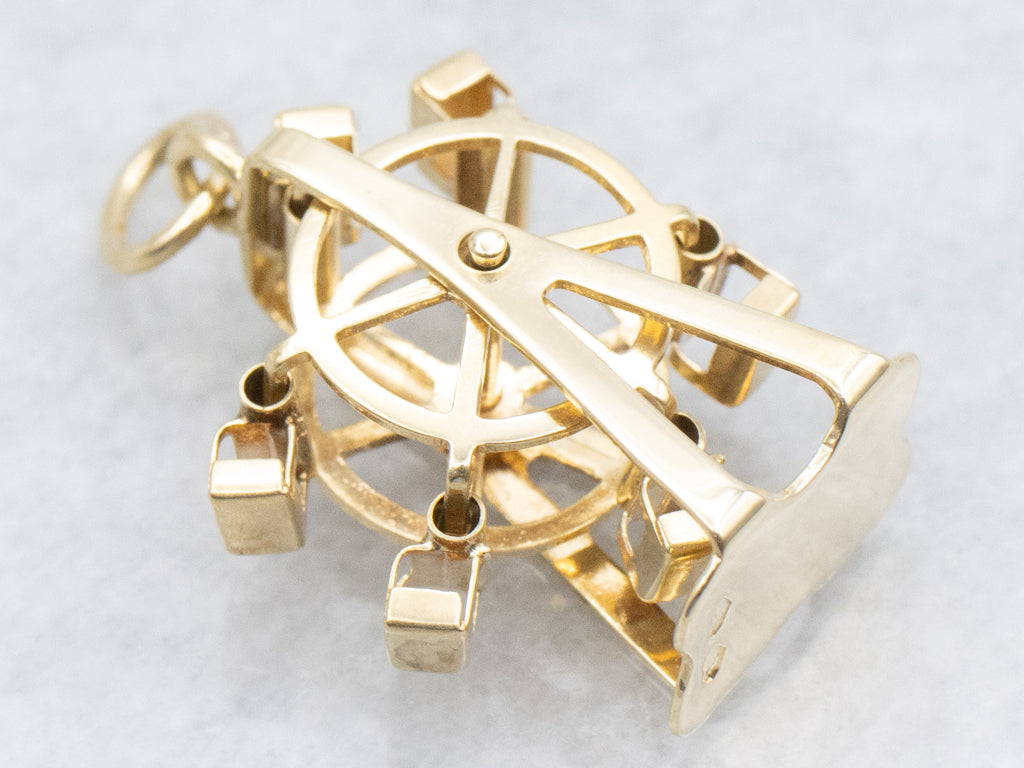 Vintage Gold Spinning Ferris Wheel Charm Pendant