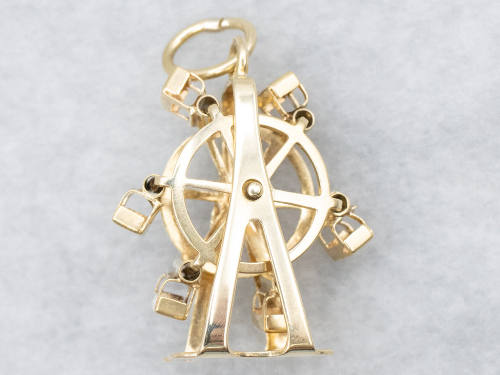 Vintage Gold Spinning Ferris Wheel Charm Pendant