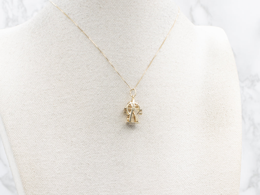 Vintage Gold Spinning Ferris Wheel Charm Pendant