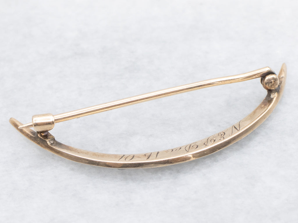 Antique Seed Pearl Gold Crescent-Moon Pin