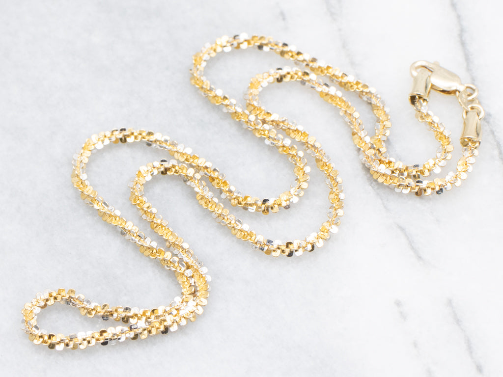 Italian Two-Tone Gold Krinkel-Link Chain with Lobster Clasp