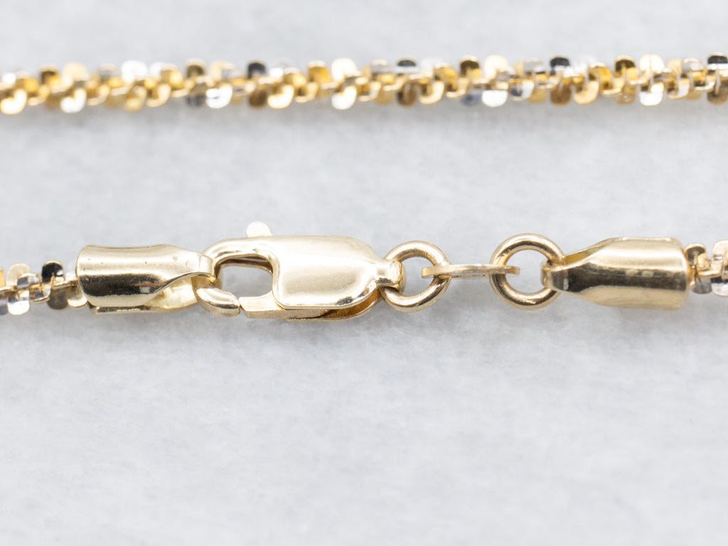 Italian Two-Tone Gold Krinkel-Link Chain with Lobster Clasp