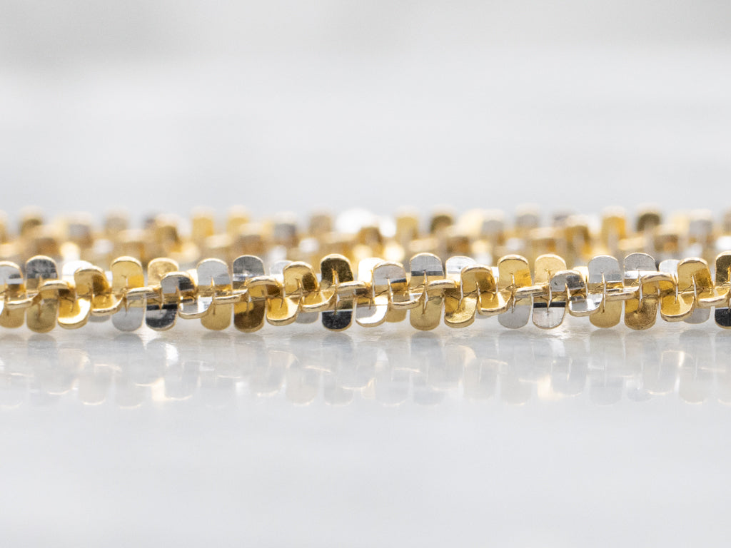 Italian Two-Tone Gold Krinkel-Link Chain with Lobster Clasp