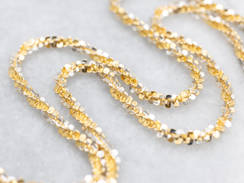 Italian Two-Tone Gold Krinkel-Link Chain with Lobster Clasp