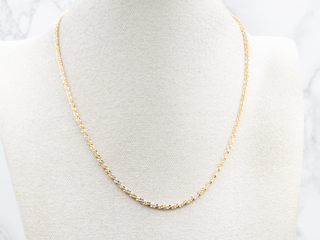 Italian Two-Tone Gold Krinkel-Link Chain with Lobster Clasp