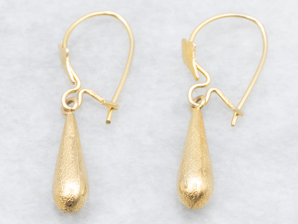 Textured 14-Karat Gold Teardrop Dangle Earrings