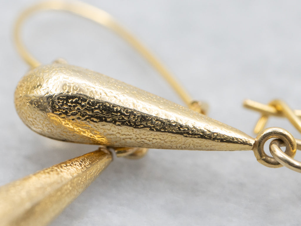 Textured 14-Karat Gold Teardrop Dangle Earrings
