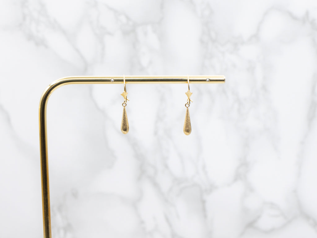 Textured 14-Karat Gold Teardrop Dangle Earrings