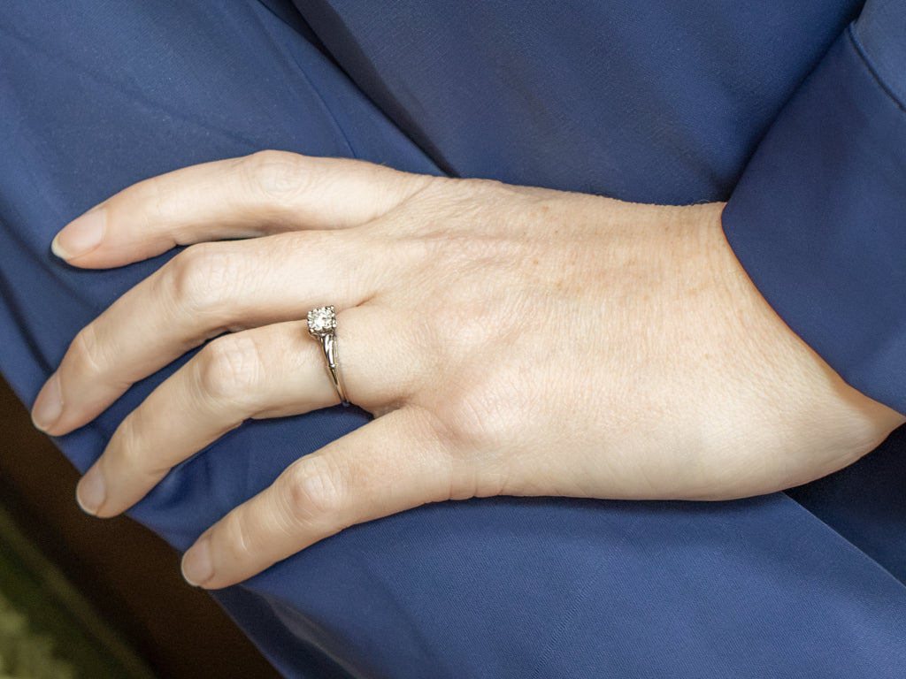 Vintage White Gold Diamond Solitaire Engagement Ring
