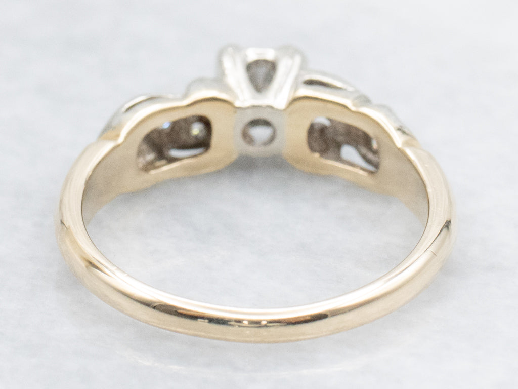 Retro-Era Two-Tone Gold Brilliant Diamond Engagement Ring