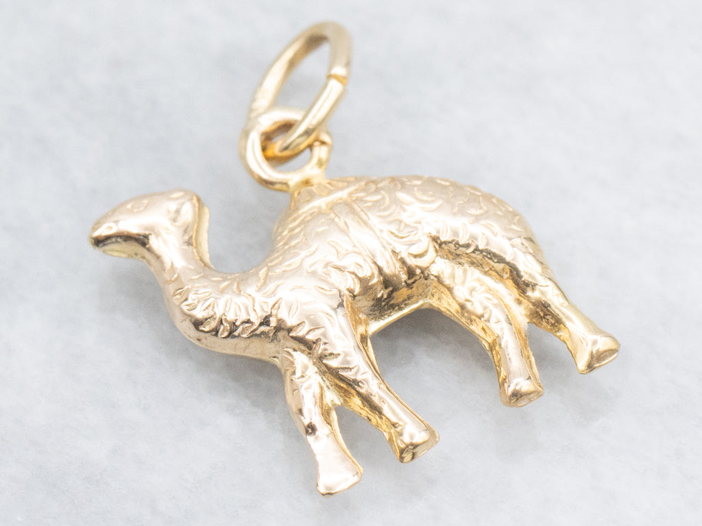 Vintage Textured Gold Camel Charm Pendant