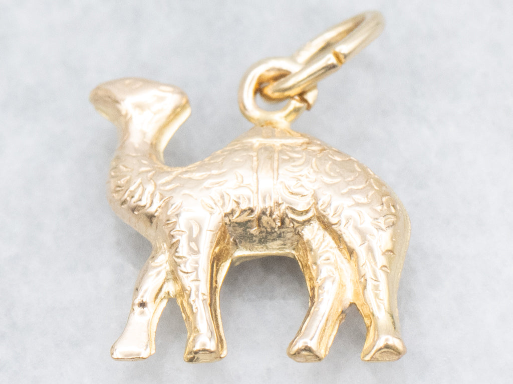 Vintage Textured Gold Camel Charm Pendant