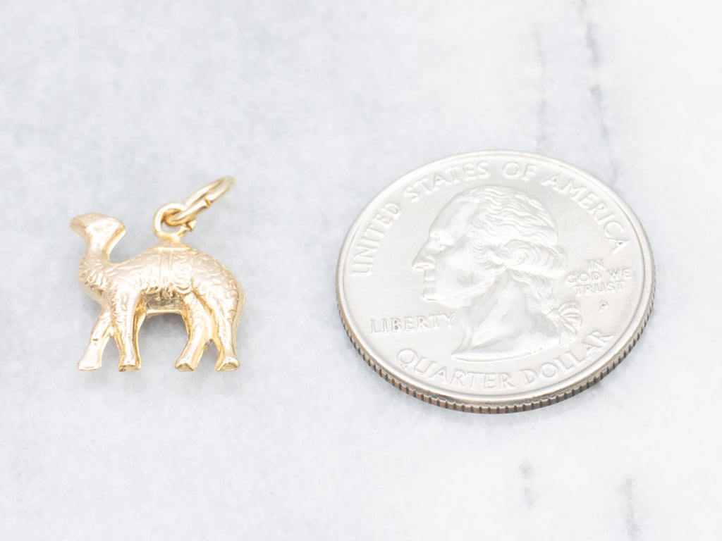 Vintage Textured Gold Camel Charm Pendant