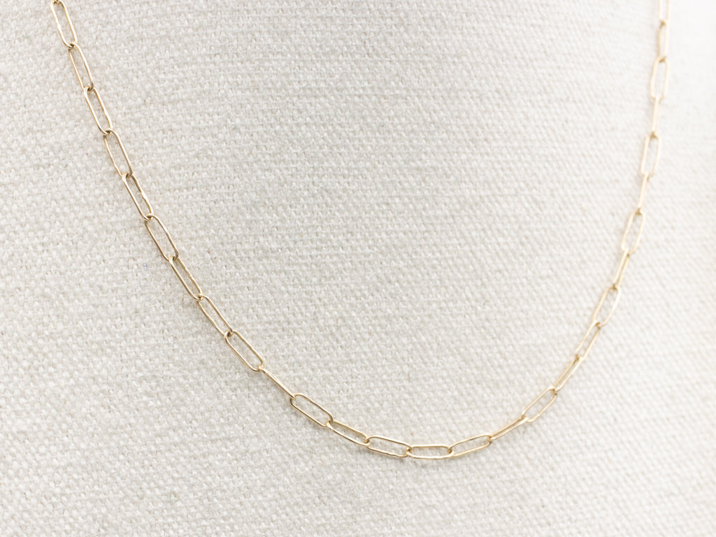 Gold Paperclip Chain Necklace with Diamond Locking Clasp