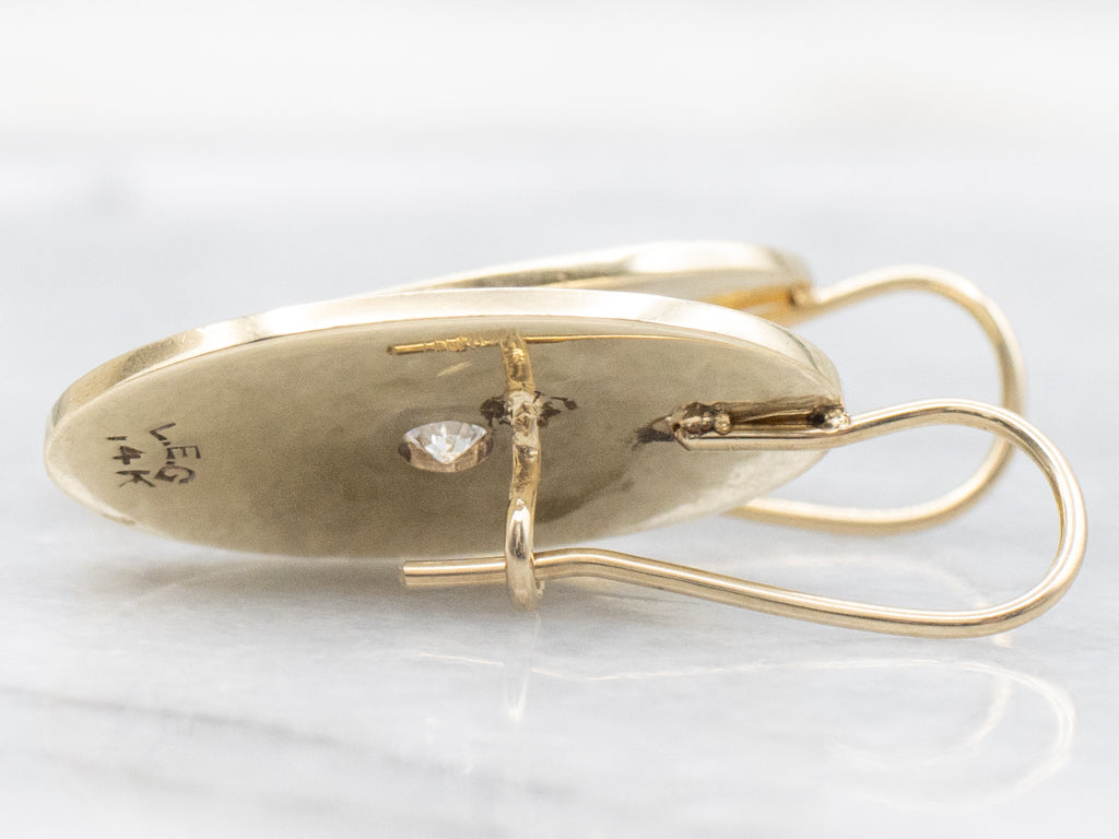 Engraved Gold and Diamond Cufflink Conversion Earrings