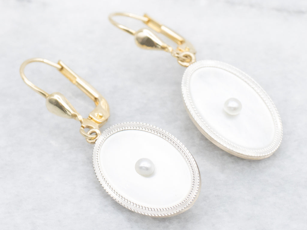 Mother-of-Pearl Cufflink Conversion Drop Earrings