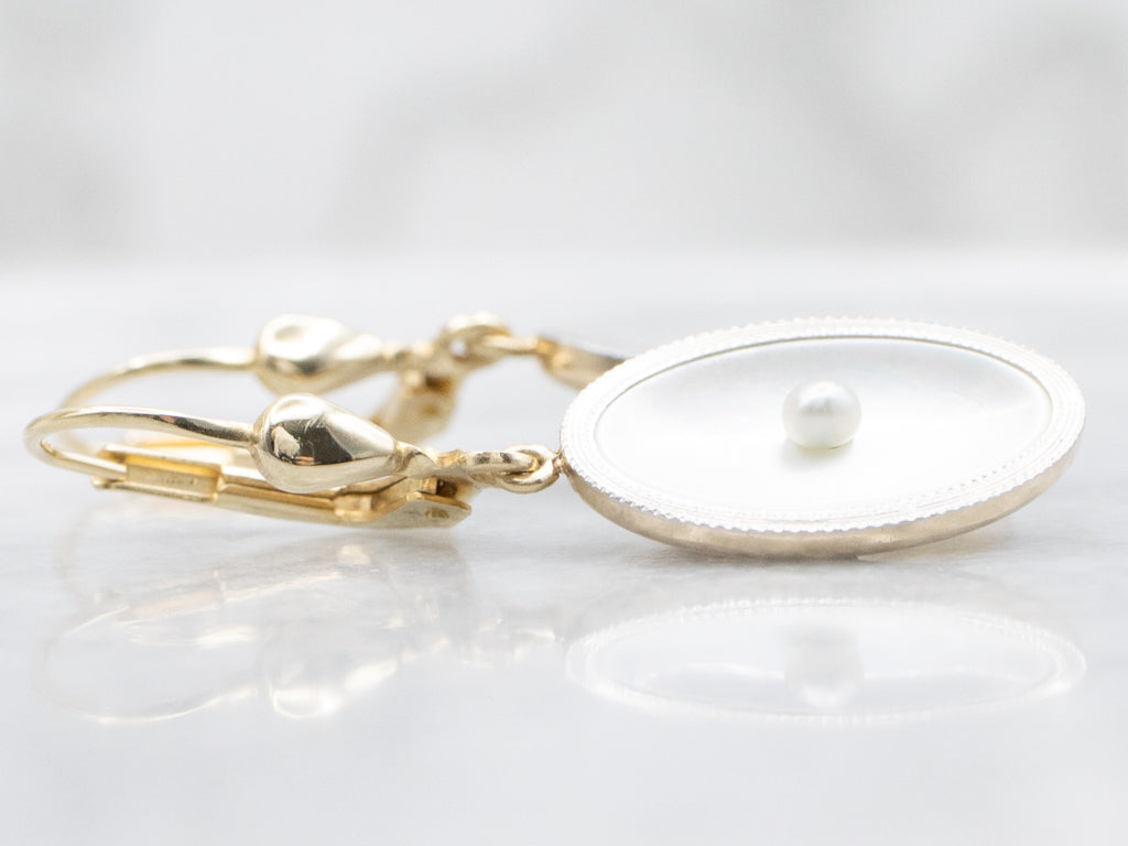 Mother-of-Pearl Cufflink Conversion Drop Earrings