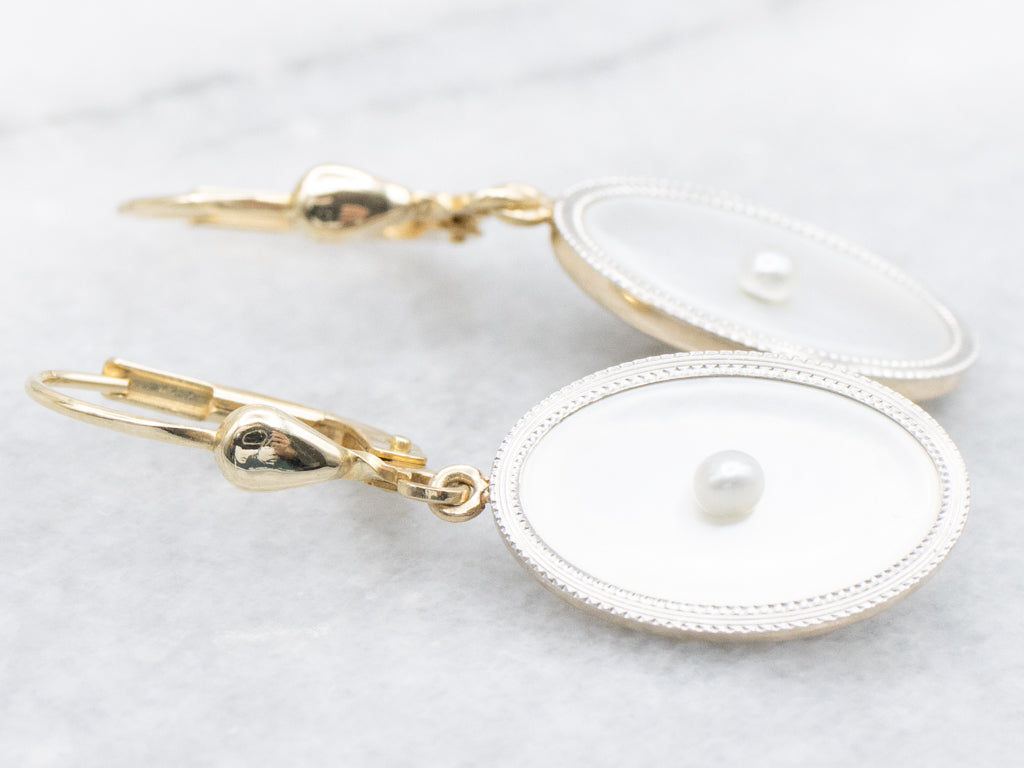 Mother-of-Pearl Cufflink Conversion Drop Earrings
