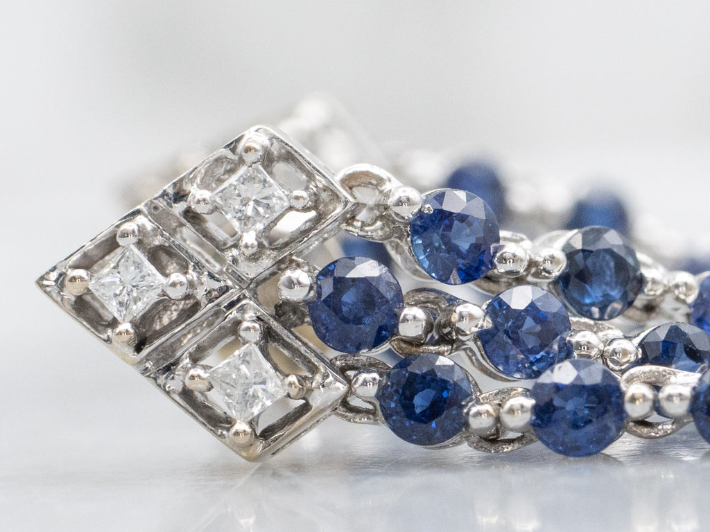 Sapphire and Princess-Cut Diamond Multi-Strand Drop Earrings
