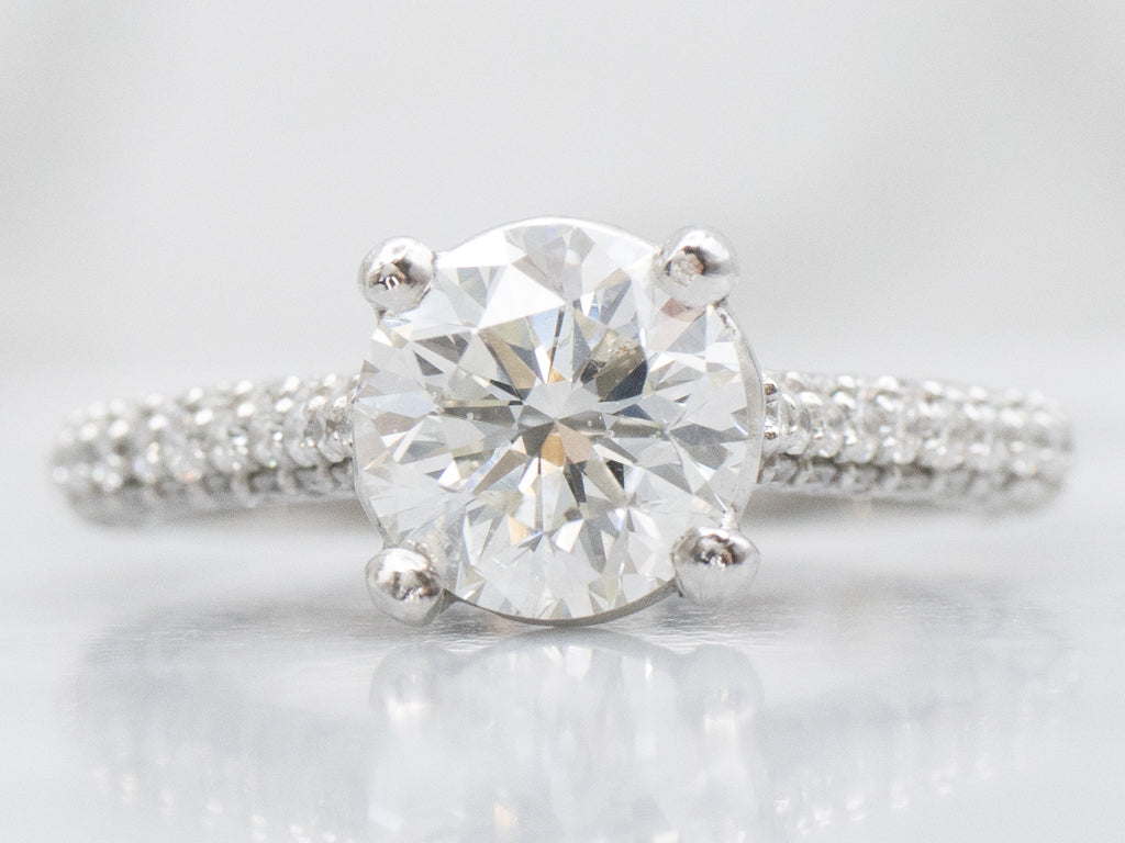 Round-Brilliant Diamond and Platinum Engagement Ring