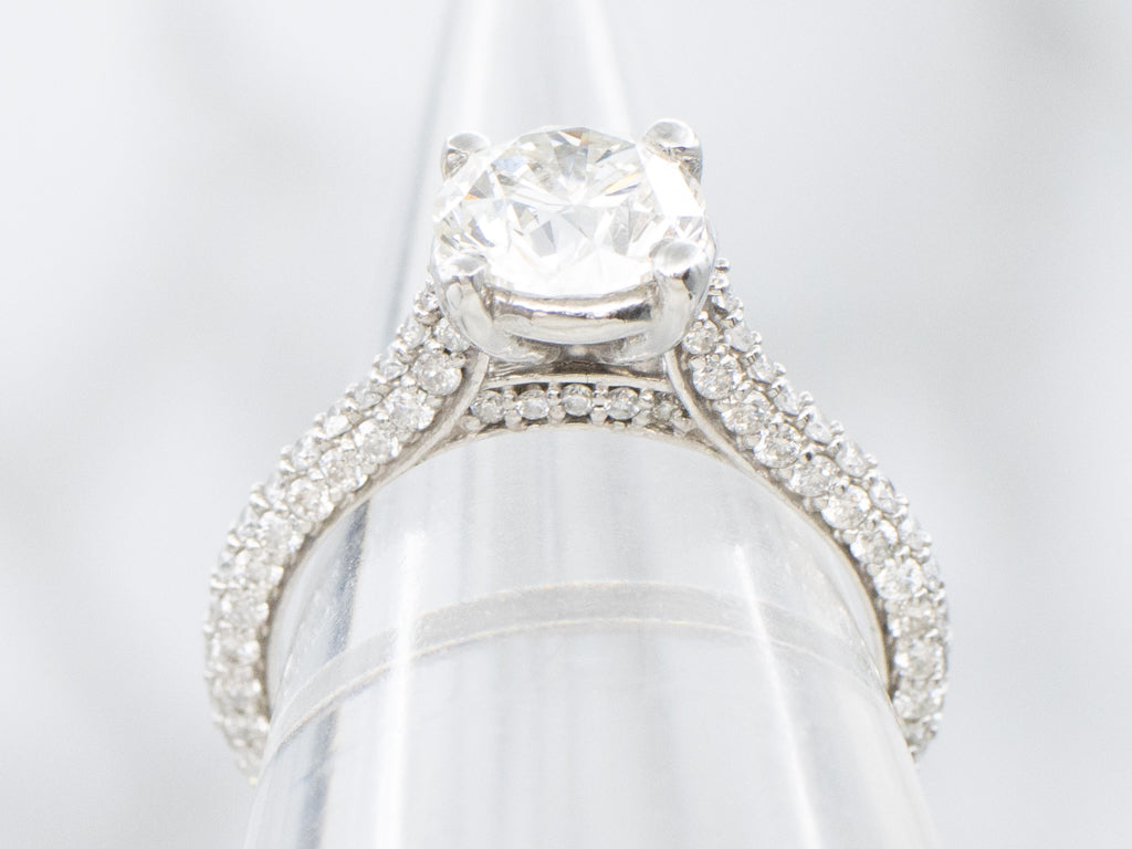 Round-Brilliant Diamond and Platinum Engagement Ring