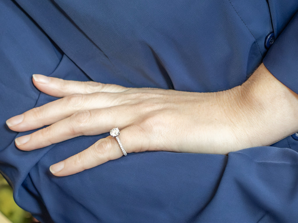 Round-Brilliant Diamond and Platinum Engagement Ring
