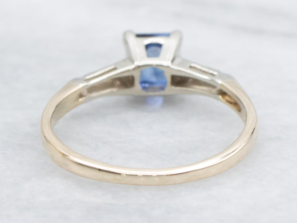 Vintage 1950s Square-Cut Sapphire Solitaire Ring