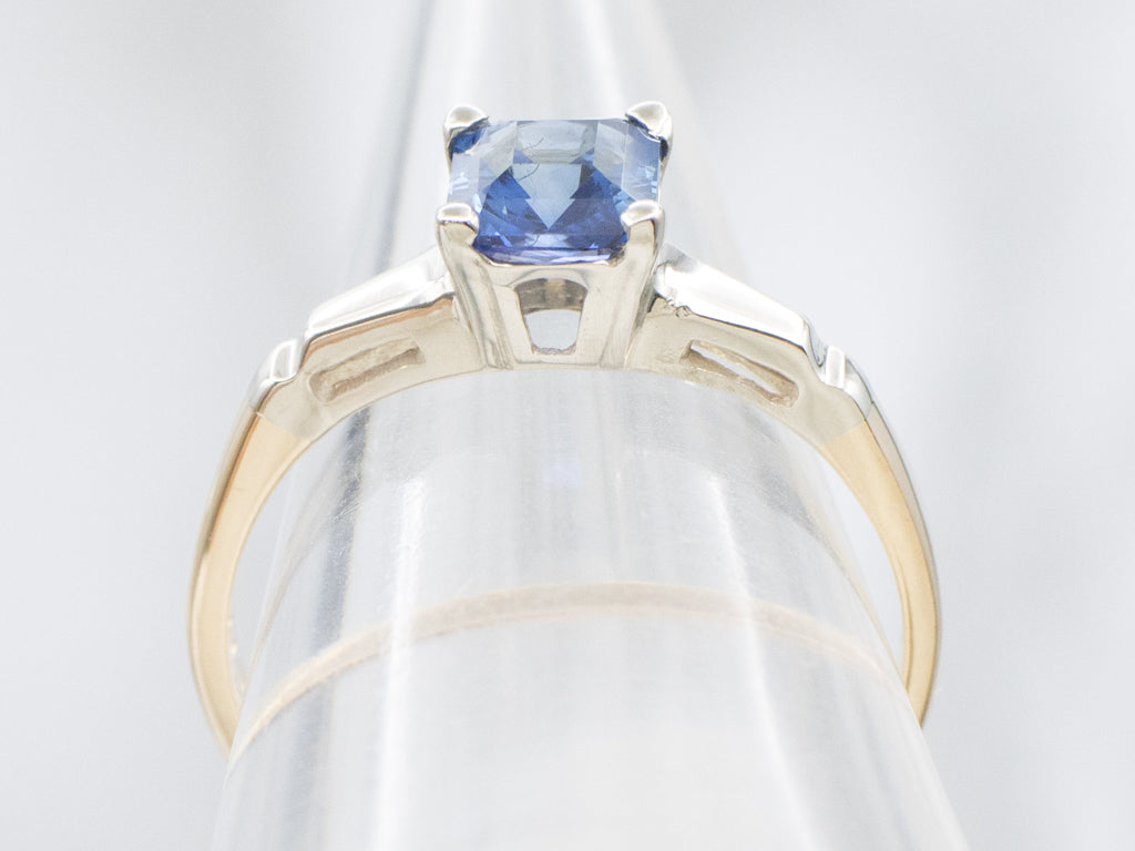 Vintage 1950s Square-Cut Sapphire Solitaire Ring