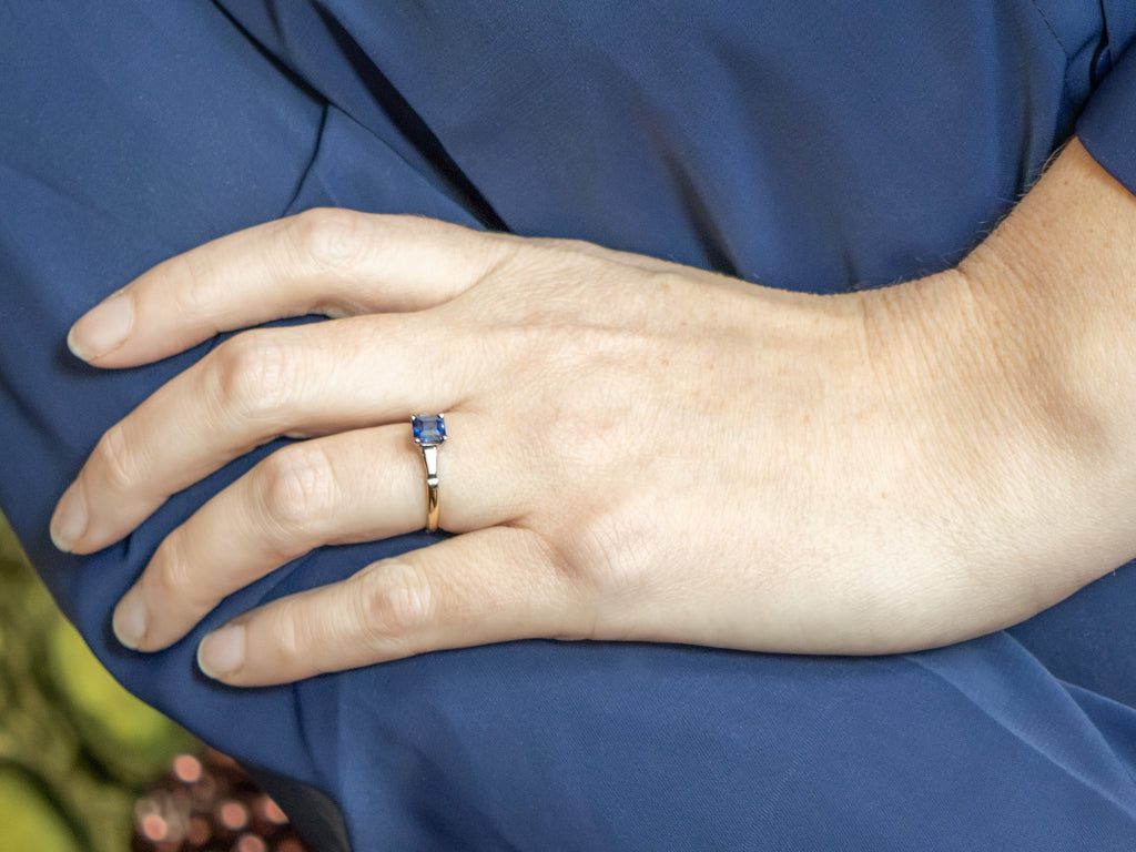 Vintage 1950s Square-Cut Sapphire Solitaire Ring
