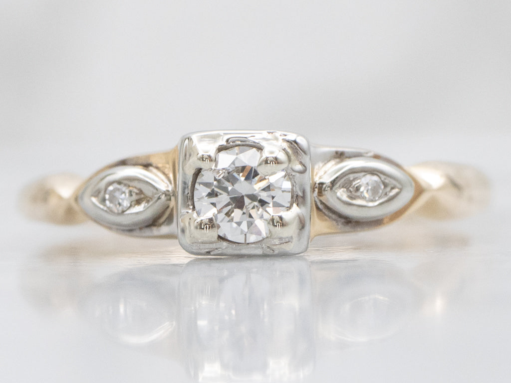 Three-Stone Retro Diamond Engagement Ring