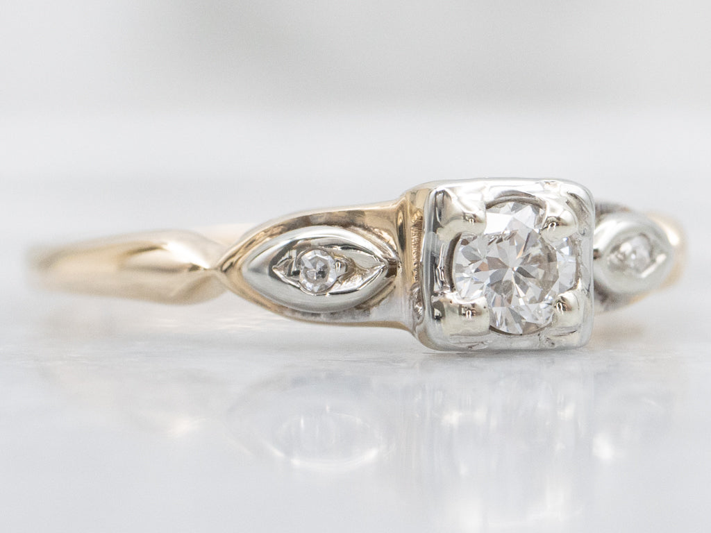 Three-Stone Retro Diamond Engagement Ring