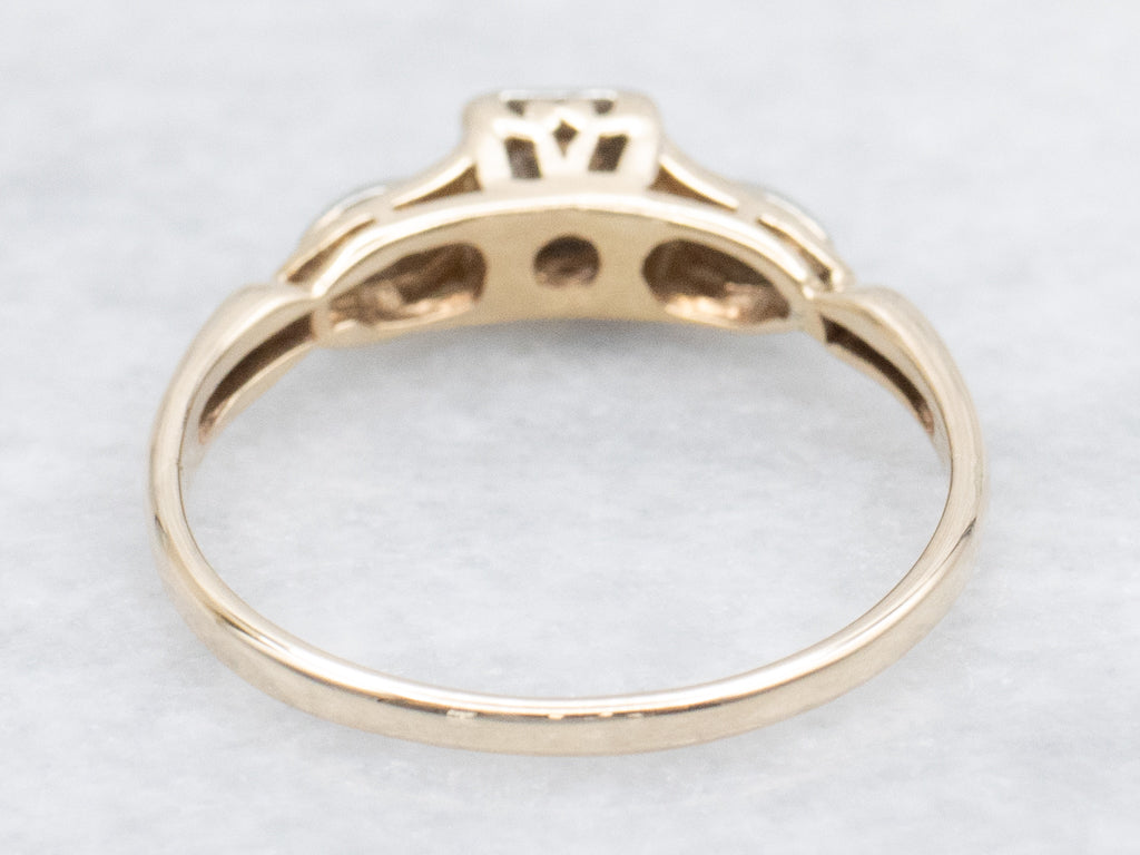 Three-Stone Retro Diamond Engagement Ring