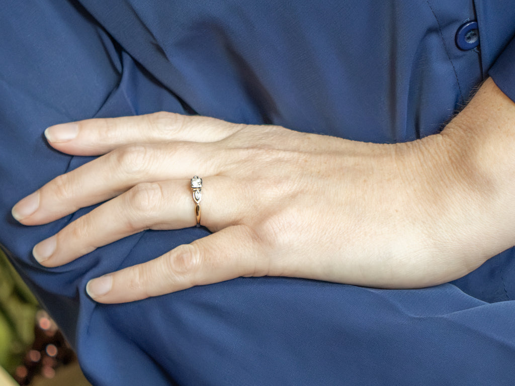 Three-Stone Retro Diamond Engagement Ring