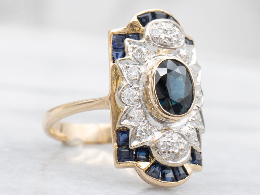 Antique Sapphire and Diamond Dinner Ring