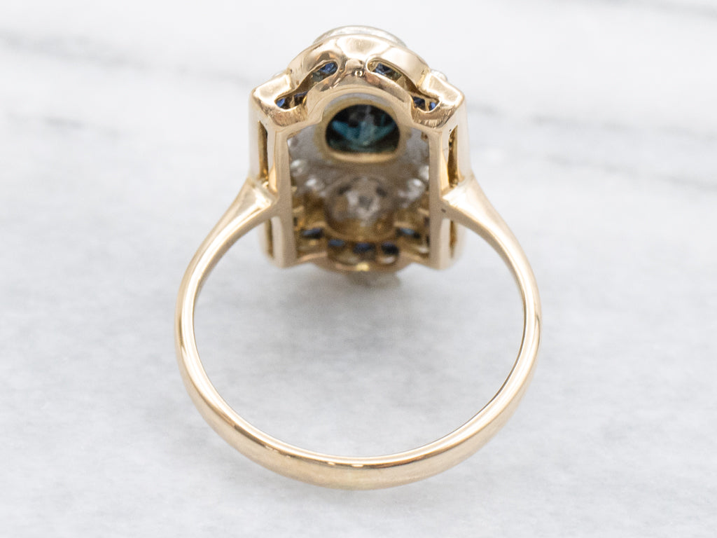 Antique Sapphire and Diamond Dinner Ring