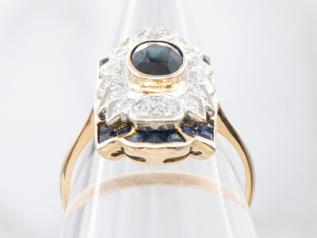 Antique Sapphire and Diamond Dinner Ring