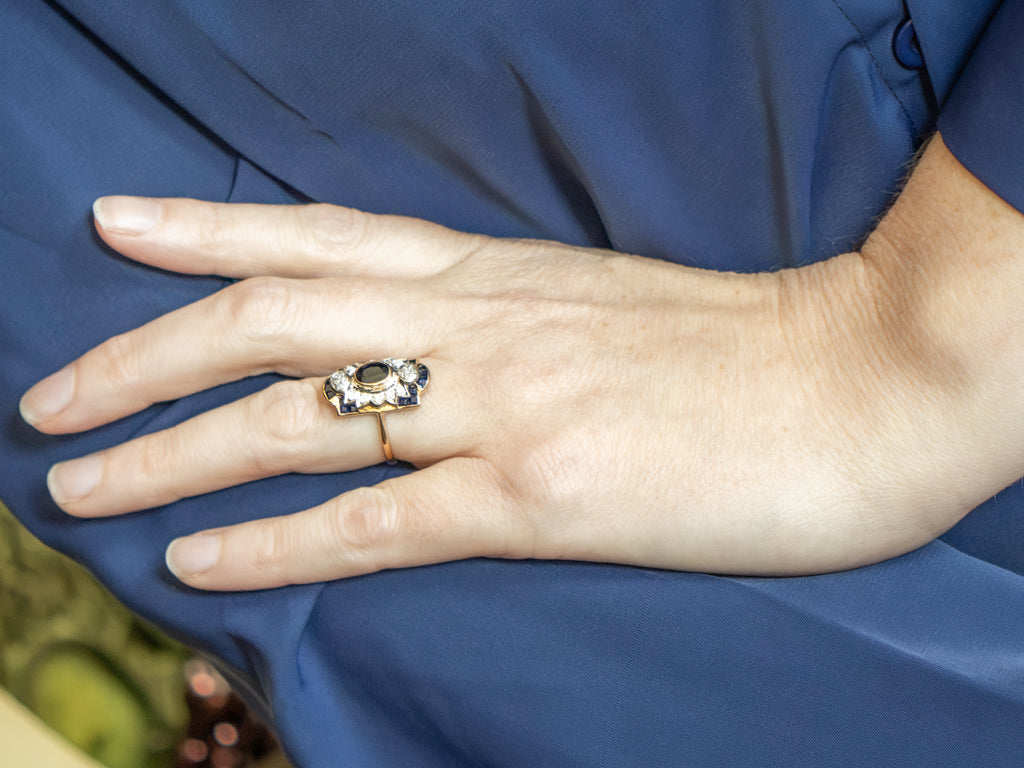 Antique Sapphire and Diamond Dinner Ring