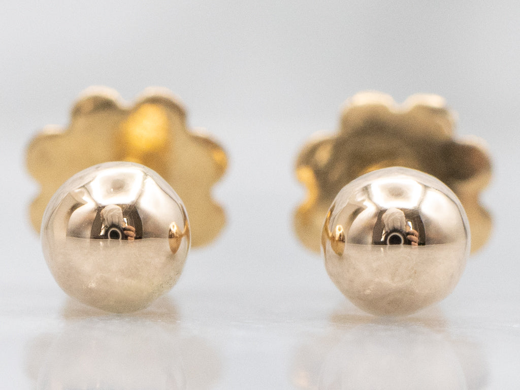 Polished 800 Yellow Gold Ball Stud Earrings