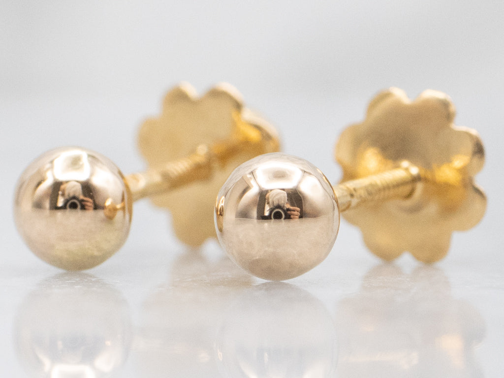 Polished 800 Yellow Gold Ball Stud Earrings
