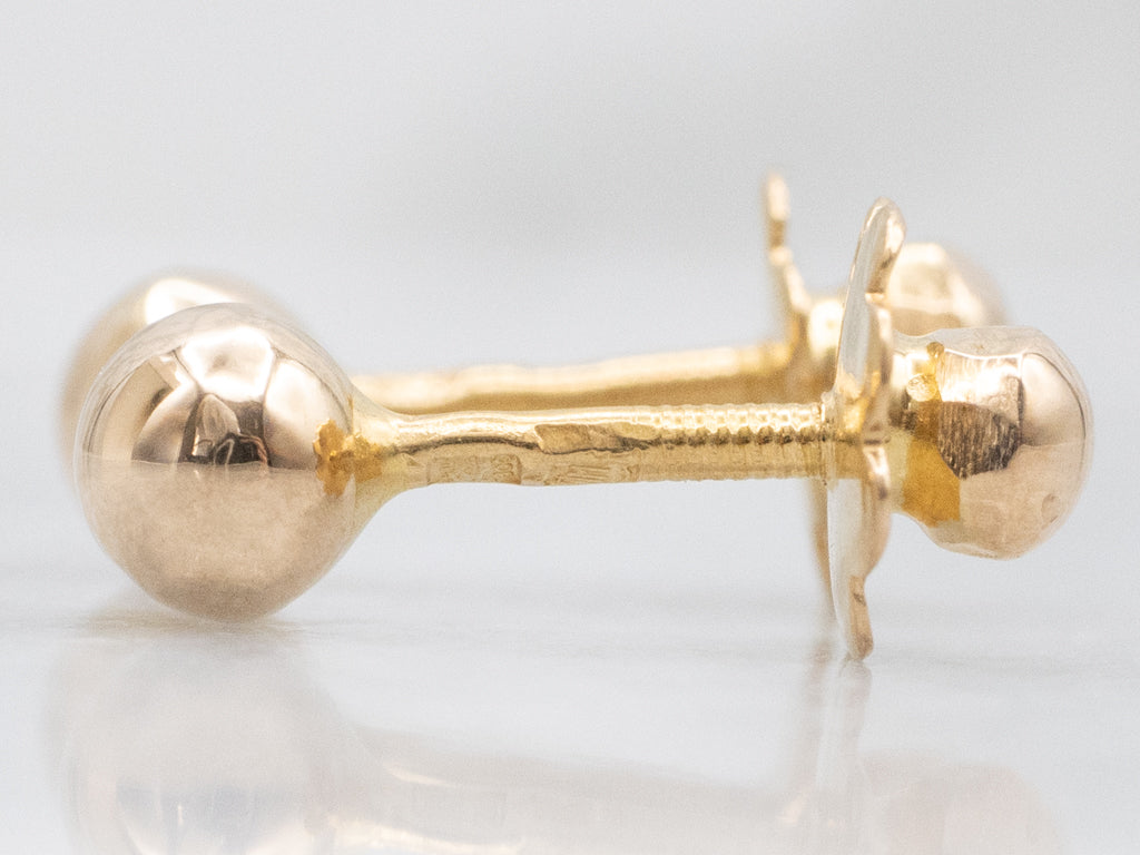 Polished 800 Yellow Gold Ball Stud Earrings