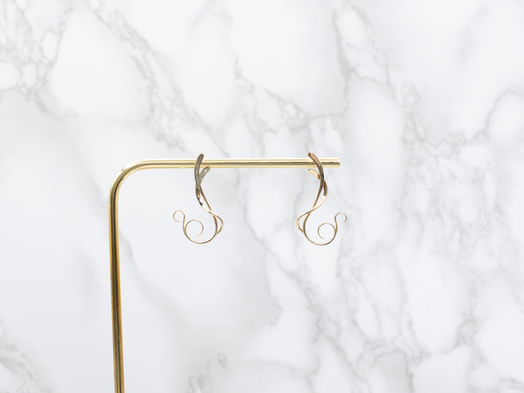 Swirling Yellow Gold Drop Earrings