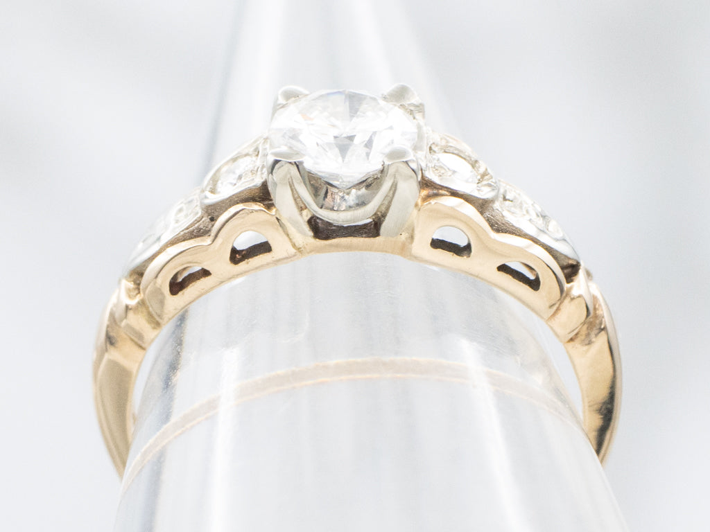 1950s Two-Tone Gold Diamond Engagement Ring