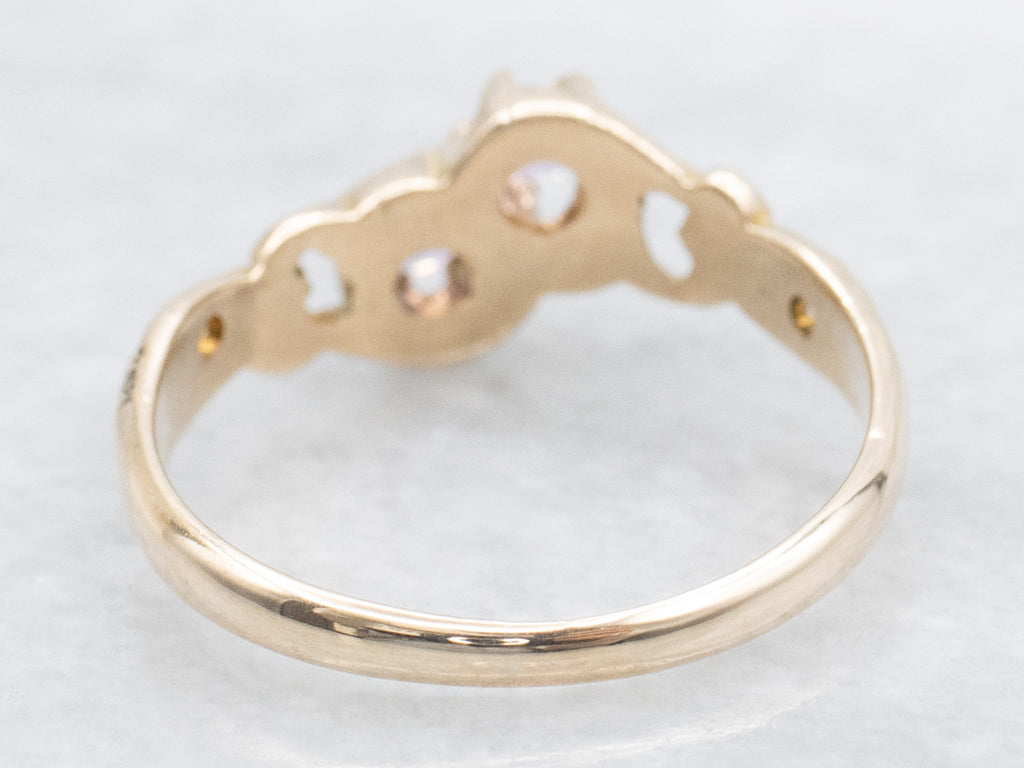 Victorian-Era Gold Double Pink Sapphire Bypass Ring