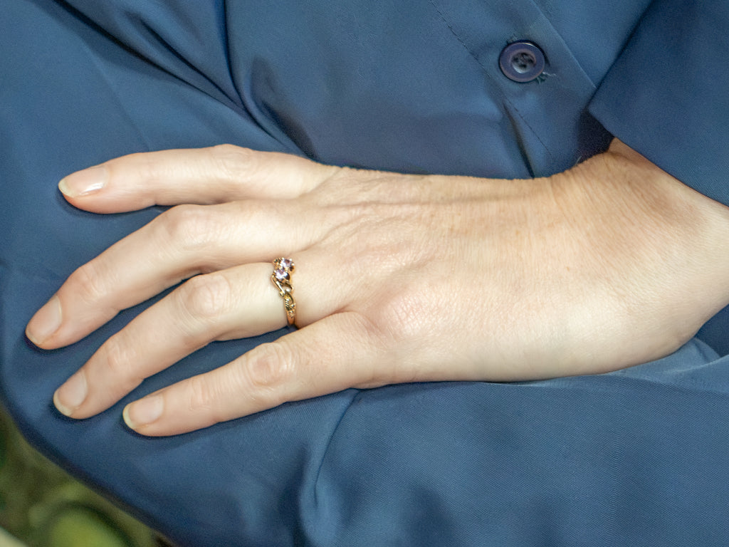 Victorian-Era Gold Double Pink Sapphire Bypass Ring