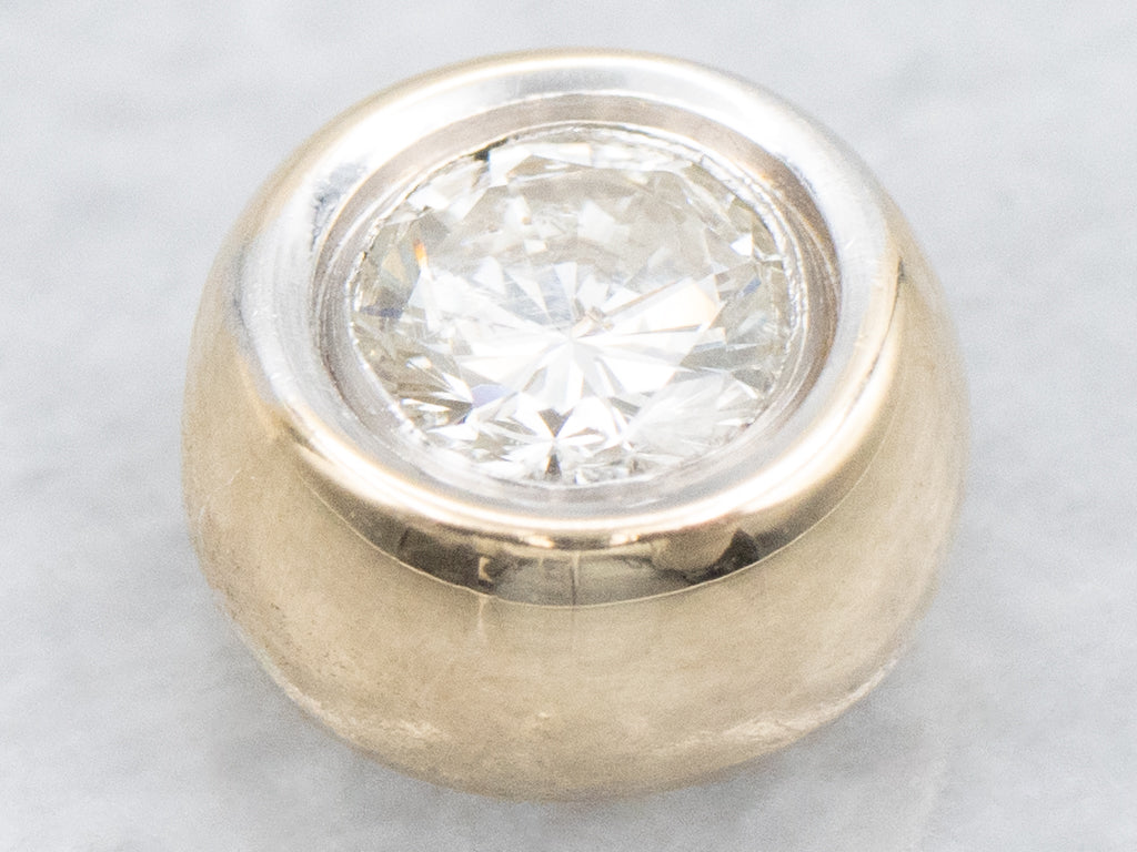 Bezel-Set Round Brilliant Diamond Slide Pendant