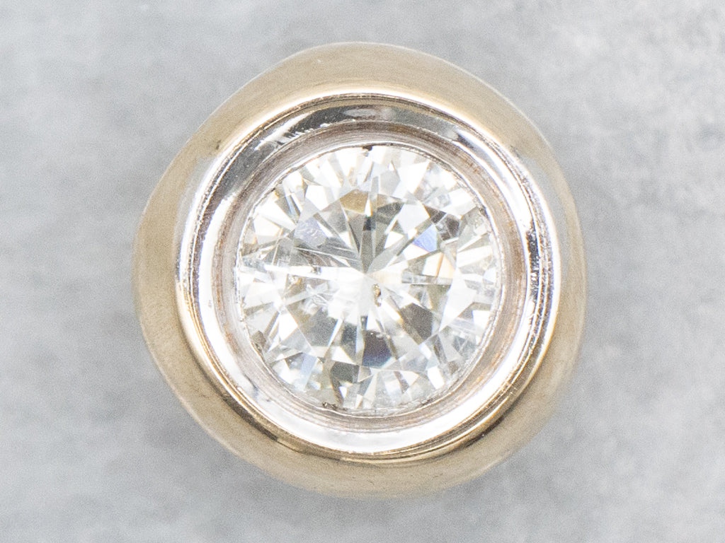 Bezel-Set Round Brilliant Diamond Slide Pendant