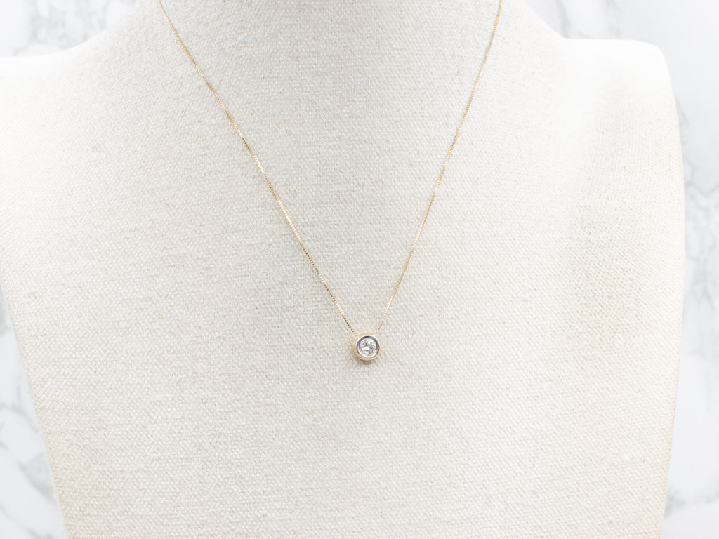 Bezel-Set Round Brilliant Diamond Slide Pendant