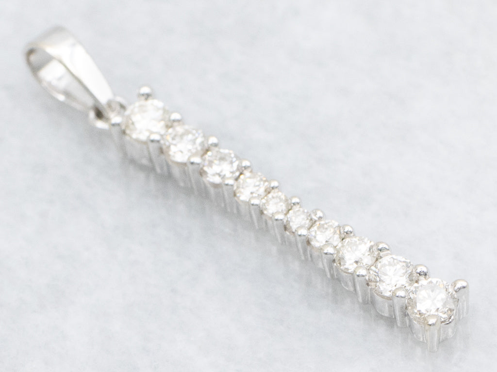 White Gold Diamond Bar Drop Pendant