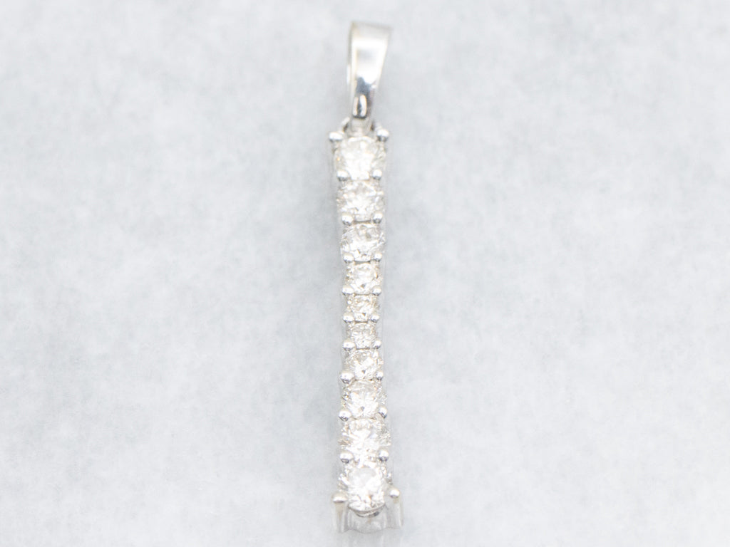 White Gold Diamond Bar Drop Pendant