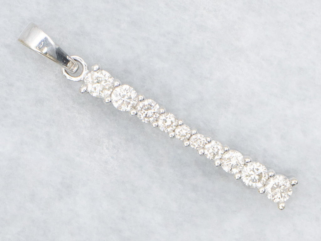 White Gold Diamond Bar Drop Pendant